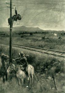 „Burowie przyłapani na akcie przecinania przewodów telegraficznych”, 1902 r autorstwa Walter Paget