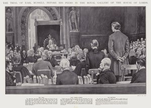 Proces hrabiego Russella przed jego rówieśnikami w Galerii Królewskiej Izby Lordów w Westminster (lito) autorstwa Walter Paget