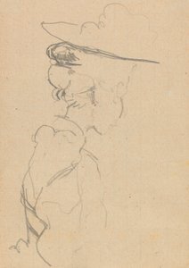 Głowa i ramiona kobiety w kapeluszu, w zagubionym profilu, z prawej (grafit na papierze) autorstwa Walter Richard Sickert
