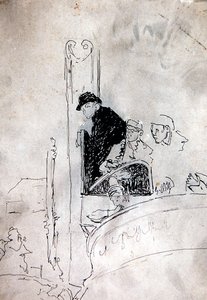 The Gallery of the Old Bedford, c.1895-1900 (pióro i atrament na papierze) autorstwa Walter Richard Sickert