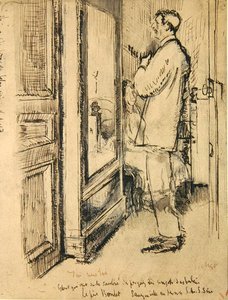 Nowy krawat, ok. 1922 (pióro i atrament oraz pranie na papierze) autorstwa Walter Richard Sickert