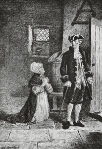 Elspeth i Lord Glenallan, ilustracja do Antiquary, powieść historyczna Waltera Scotta (1771-1832), rycina autorstwa Walter Scott