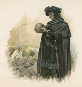 Hamlet z czaszką Yoricka (chromolitho)