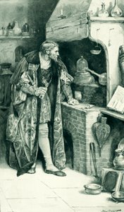 Jakub IV jako alchemik w swoim laboratorium autorstwa Walter Stanley Paget