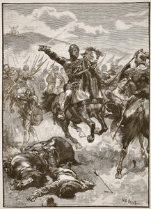 Czarny książę w bitwie pod Crecy, ilustracja z „Ilustrowanej historii Anglii Cassella” (zdjęcie w sepii) autorstwa Walter Stanley Paget