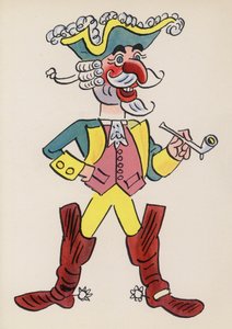 Postacie z książek dla dzieci: Baron Munchausen (kolorowa litografia) autorstwa Walter Trier