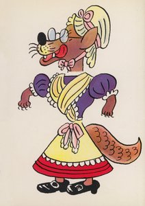 Figurki z książek dla dzieci: Wielki zły wilk (kolorowa litografia) autorstwa Walter Trier