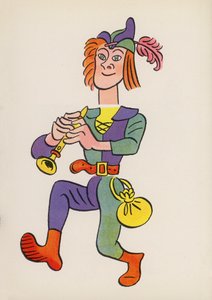 Figurki z książek dla dzieci: Pied Piper (kolorowa litografia) autorstwa Walter Trier