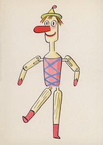 Figurki z książek dla dzieci: Pinokio (kolorowa litografia) autorstwa Walter Trier