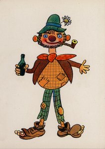 Jeden z szalonych ludzi Waltera Triera (kolorowa litografia) autorstwa Walter Trier