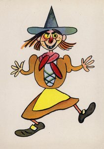 Jeden z szalonych ludzi Waltera Triera (kolorowa litografia) autorstwa Walter Trier