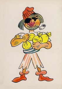 Jeden z szalonych ludzi Waltera Triera (kolorowa litografia) autorstwa Walter Trier