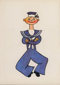 Jeden z szalonych ludzi Waltera Triera (kolorowa litografia) autorstwa Walter Trier