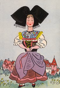 Szalone kostiumy Waltera Triera: Alzacja, Francja (kolorowa litografia) autorstwa Walter Trier