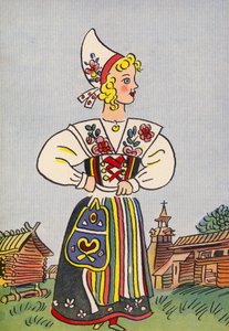 Szalone kostiumy Waltera Triera: Szwecja (kolorowa litografia) autorstwa Walter Trier