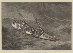 HMS Pilny podczas wichury w Zatoce Biskajskiej