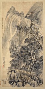 Krajobraz, datowany na 1649 rok. autorstwa Wang Duo