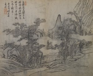 Krajobraz po Xia Gui aktywny ca. 1195-1230, z Ogrodu Nasion Gorczycy..., wydanie pierwsze, 1679. autorstwa Wang Gai