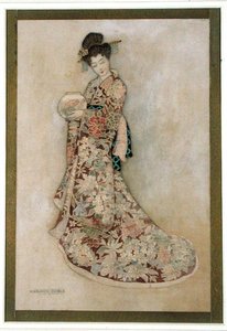 Geisha Girl (akwarela i złoto na płótnie)