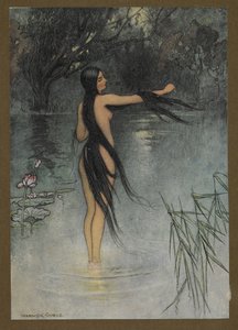 Tablica 29: „Kiedy wyszła z wody, jaka zmiana była w niej widoczna!”, z Folk-Tales of Bengal... Z 32 kolorowymi ilustracjami Warwicka Goble