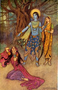 „Rama odrzuca kochankę demonów”, 1913. autorstwa Warwick Goble