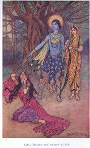 Rama odrzuca kochanka demonów (kolor lito) autorstwa Warwick Goble