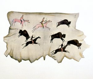 Indianie z amerykańskich równin na polowaniu na bizony, 1898 autorstwa Washakie