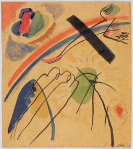 Drei Gestalten und Vogel (?); Aquarell (ohne Titel) autorstwa Wassily Kandinsky
