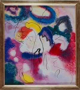 Obraz na szkle z czerwoną plamą autorstwa Wassily Kandinsky