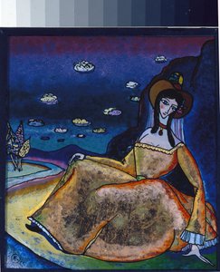 "Dama w swojej złotej sukience" Obraz Wasilija Kandinskiego (lub Wassily Kandinski lub Kandinskij autorstwa Wassily Kandinsky