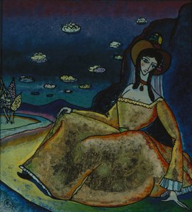 Dama w złotej sukience, 1917 autorstwa Wassily Kandinsky