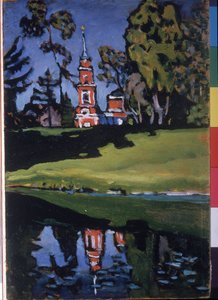 "Czerwony Kościół" Obraz Wasilija Kandinskiego (lub Wassily Kandinski lub Kandinskij autorstwa Wassily Kandinsky