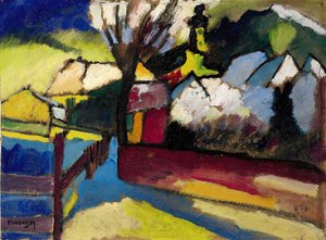 „Jesienny krajobraz z drzewem” Obraz Wassily Kandinsky (lub Wassily Kandinski lub Kandinskij autorstwa Wassily Kandinsky