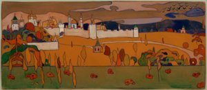 Miasto otoczone murami w jesiennym krajobrazie autorstwa Wassily Kandinsky