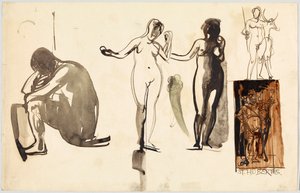 Akty kobiece i św. Hubertus, odwrocie: Akty kobiece autorstwa Wassily Kandinsky