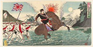 Przedstawienie bohaterskiej bitwy kapitana Matsuzakiego w bitwie pod Songhwan Seikan no eki ni oite Matsuzaki Taii yûsen no zu (tytuł na obiekcie)