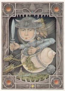 Female Warrior, 2005 (mieszane media na tekturze) autorstwa Wayne Anderson