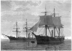 HMS „Discovery” i HMS „Alert”, brytyjska ekspedycja arktyczna, 1875. autorstwa Wells