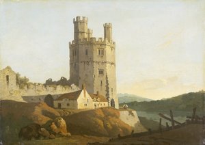 Zamek Caernarvon, Wieża Orła (olej na płótnie) autorstwa Welsh school