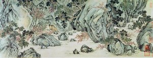 Podróż do „Krainy Nieśmiertelnych” fragment „Wiosny Kwitnącej Brzoskwini” z wiersza zatytułowanego „Tao Yuan Bi Jing” Wang Wei