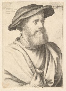 Brodaty mężczyzna według Hansa Holbeina , 1646. autorstwa Wenceslaus Hollar