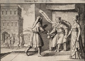 Abimelech gani Abrahama. Stan 1 autorstwa Wenceslaus Hollar