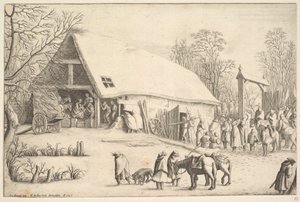 Adoracja Królów po Augustynie Braunie, 1646 r. autorstwa Wenceslaus Hollar