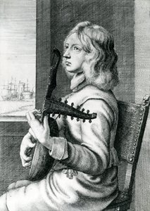 Barokowy gracz na lutni autorstwa Wenceslaus Hollar