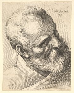 Brodaty starzec z pochyloną głową, 1645. autorstwa Wenceslaus Hollar