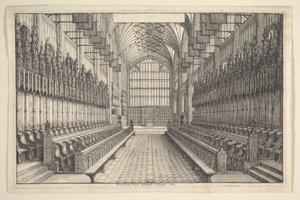 Chór i stalle w kaplicy św. Jerzego w Windsorze autorstwa Wenceslaus Hollar