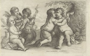 Chrystus, Jan i trzech Cherubinów Pedopaegion (tytuł serii) autorstwa Wenceslaus Hollar