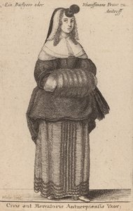 Żona obywatela lub kupca Antwerpii, 1650. autorstwa Wenceslaus Hollar