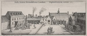 Dziedziniec Domu Arundel od strony północnej autorstwa Wenceslaus Hollar