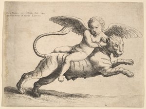 Kupidyn na tygrysie, 1652. autorstwa Wenceslaus Hollar